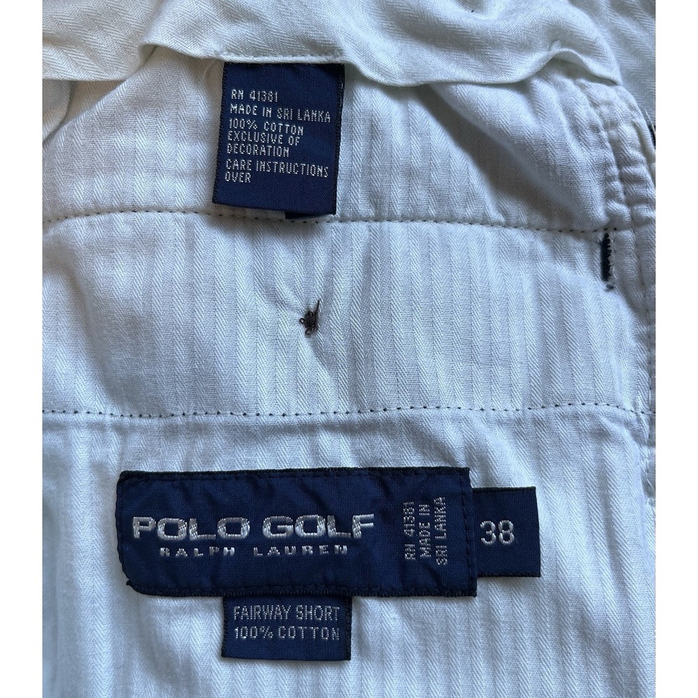 VTG POLO RALPH LAUREN Sz 38 Short Golf Fairway Men's Navy Blue Cotton Pleated - Picture 9 of 10